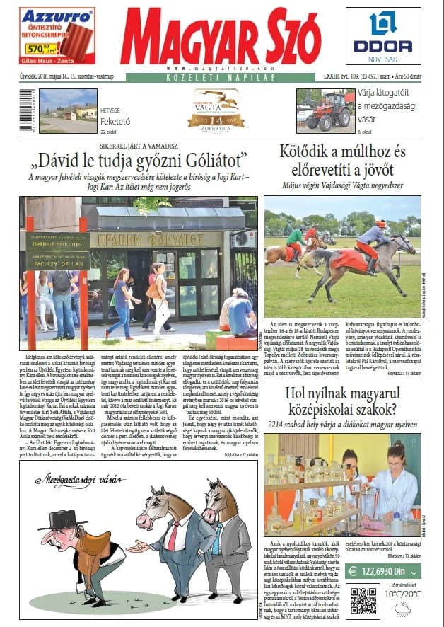 Magyar Szó, 73. évf. 2016. május 14. – 15. 109. sz. 1–44. oldal
