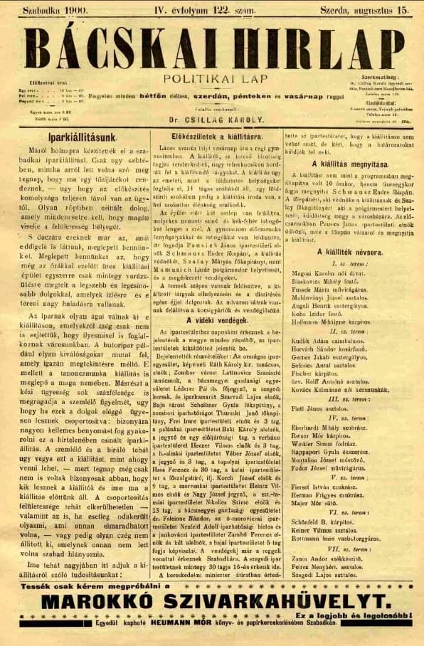 Bácskai Hirlap, 4. évf. 1900. augusztus 15. 122. sz.