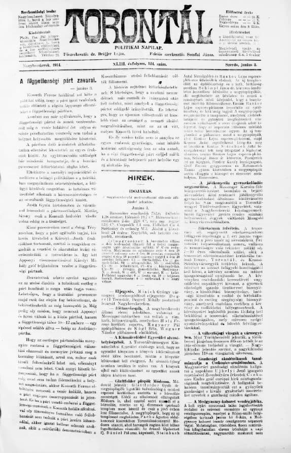 Torontál, 43. évf. 1914. június 3. 124. sz.