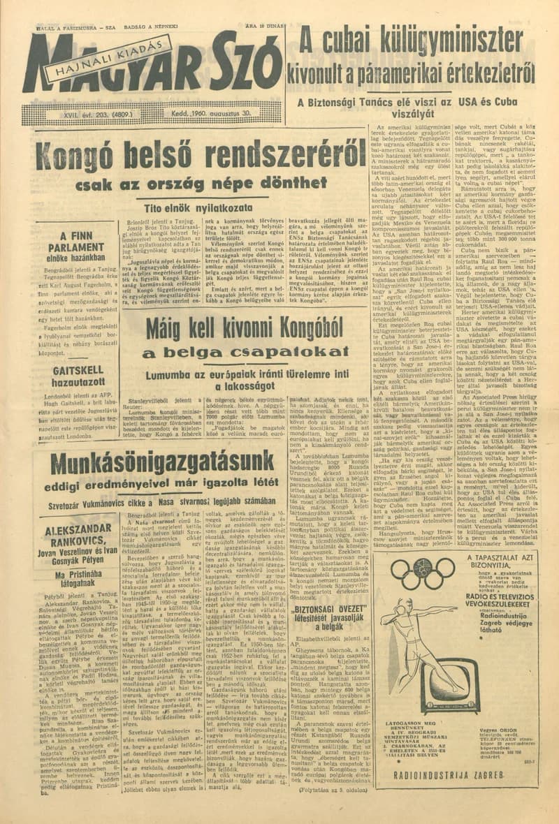 Magyar Szó, 17. évf. 1960. augusztus 30. 203. sz. 1–20. oldal