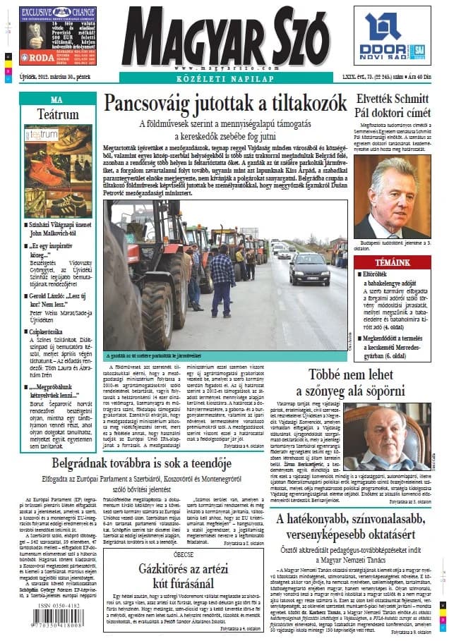 Magyar Szó, 69. évf. 2012. március 30. 73. sz. 1–20. oldal