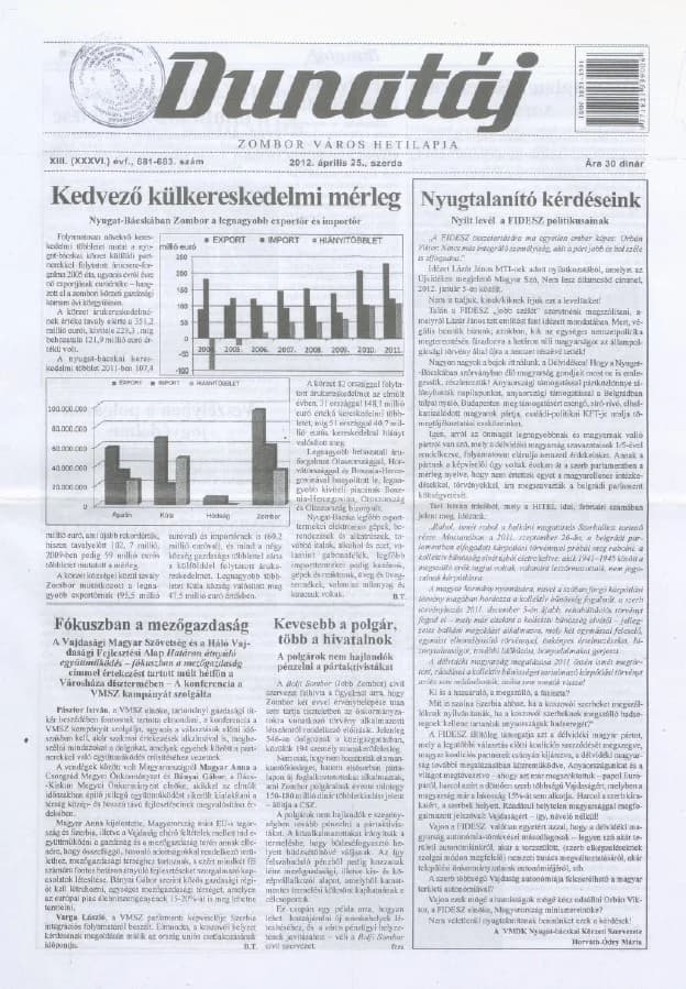 Dunatáj, 14. évf. 2012. április 25. 681–683. sz.