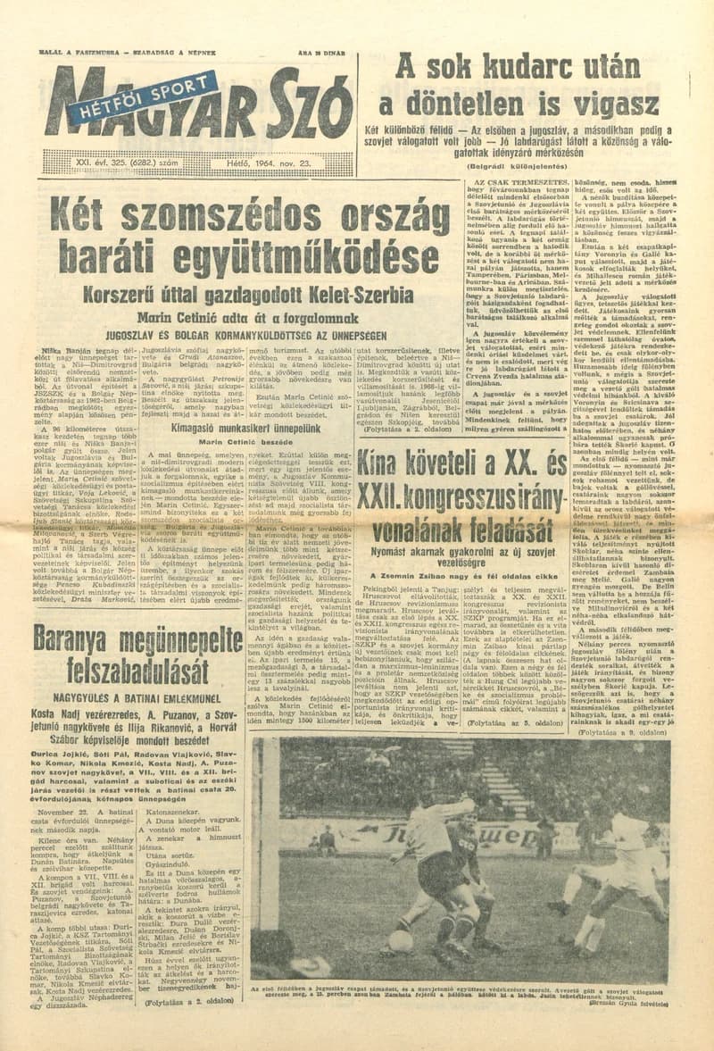 Magyar Szó, 21. évf. 1964. november 23. 325. sz. 1–16. oldal