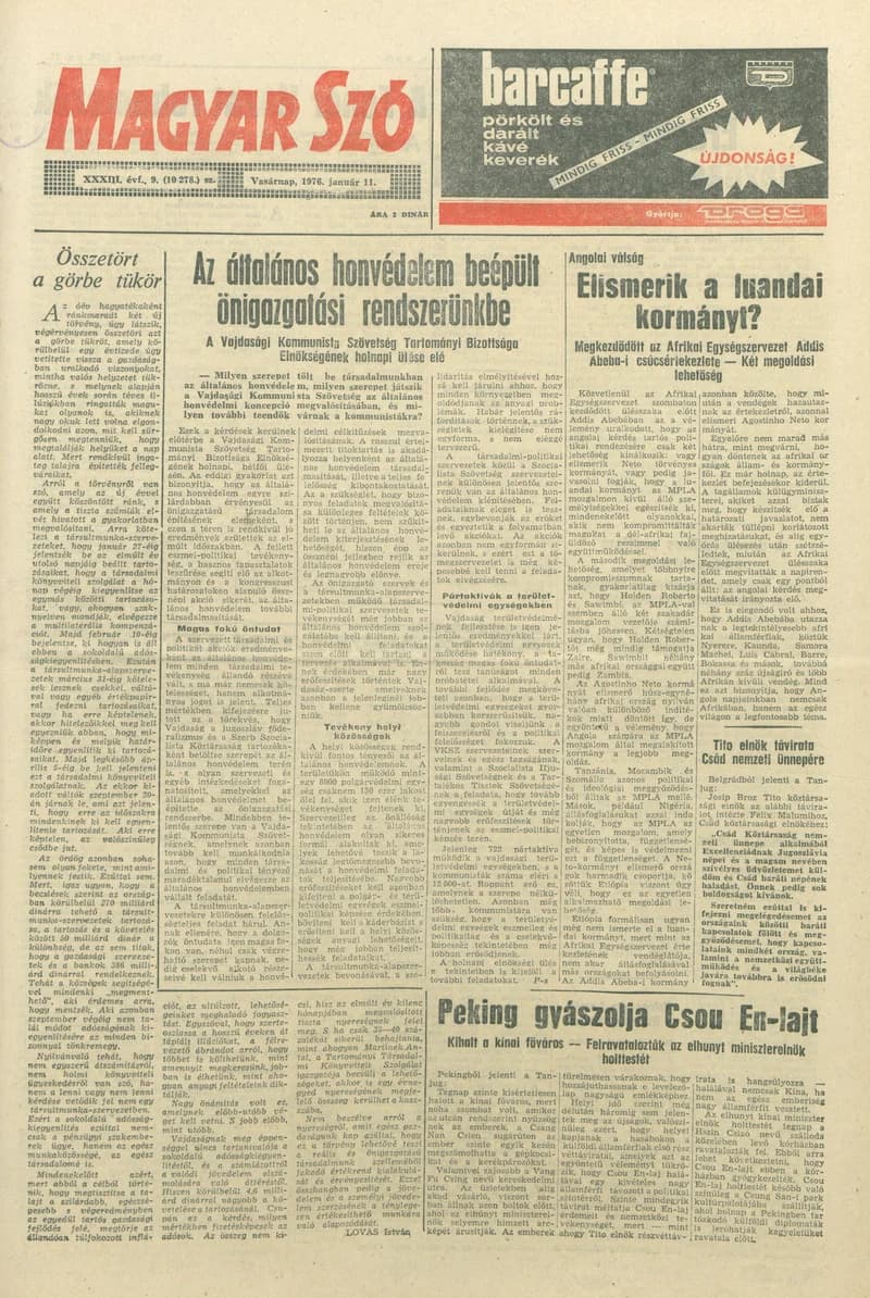 Magyar Szó, 33. évf. 1976. január 11. 9. sz. 1–28. oldal