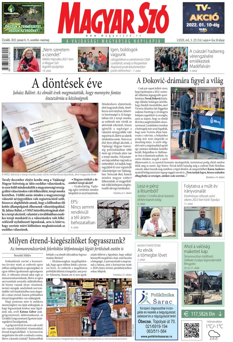 Magyar Szó, 79. évf. 2022. január 8. – 9. 5. sz. 1–32. oldal