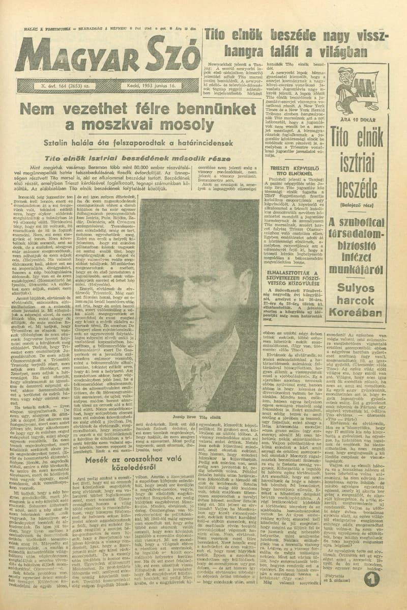Magyar Szó, 10. évf. 1953. június 16. 164. sz. 1–10. oldal