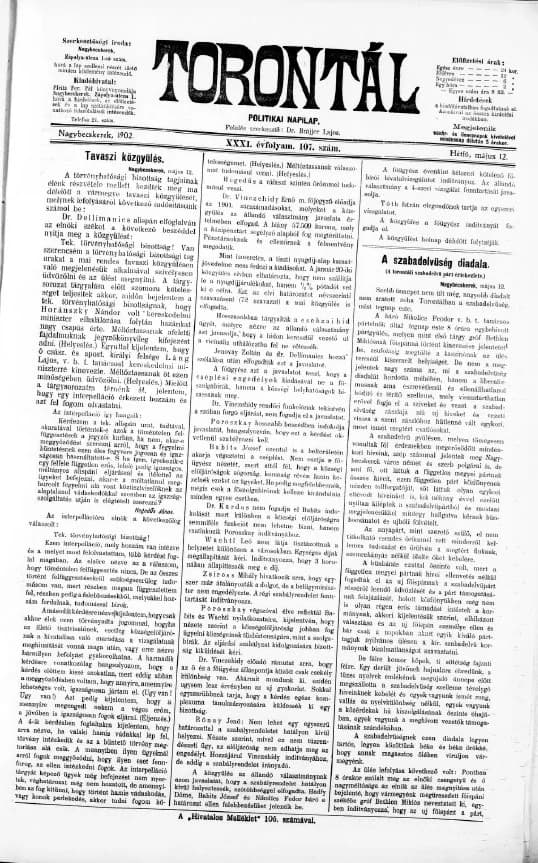 Torontál, 31. évf. 1902. május 12. 107. sz.