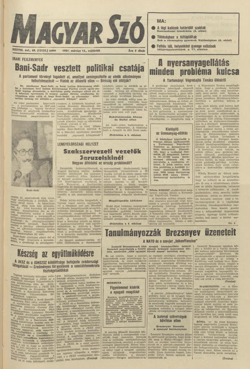 Magyar Szó, 38. évf. 1981. március 12. 69. sz.