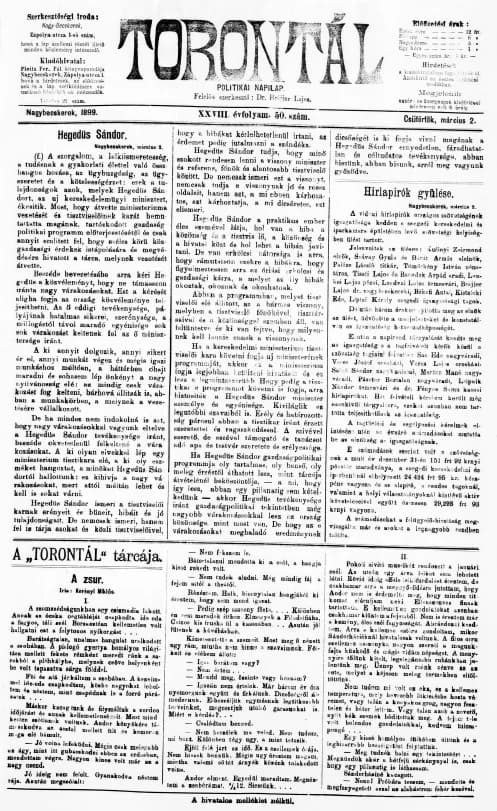 Torontál, 28. évf. 1899. március 2. 50. sz.