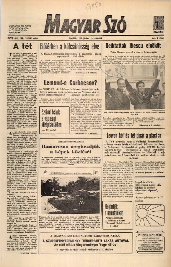 Magyar Szó, 47. évf. 1990. június 21. 168. sz. 1–16. oldal
