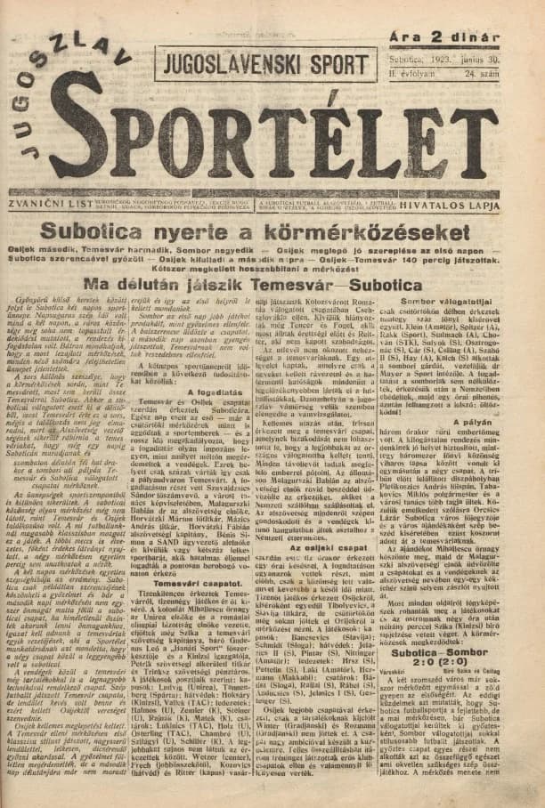 Jugoszláv sportélet, 2. évf. 1923. június 30. 24. sz.