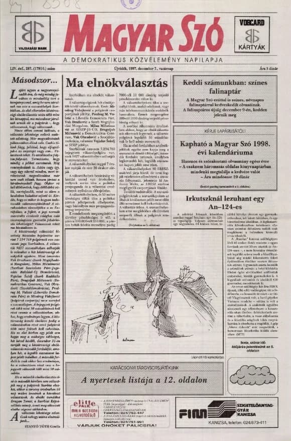 Magyar Szó, 54. évf. 1997. december 7. 287. sz. 1–24. oldal