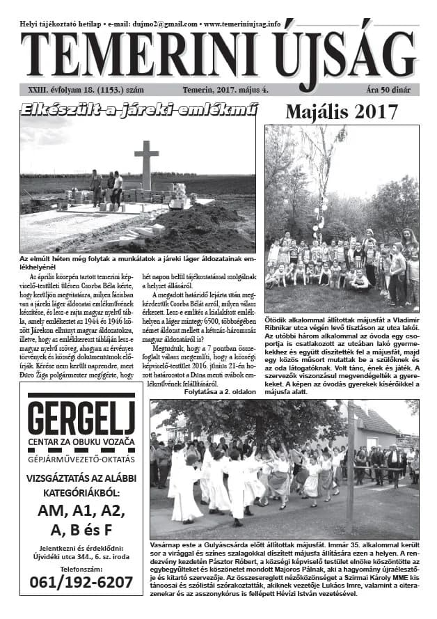 Temerini Újság, 23. évf. 2017. május 4. 18. sz.