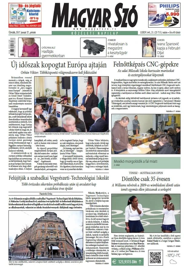 Magyar Szó, 74. évf. 2017. január 27. 21. sz. 1–16. oldal