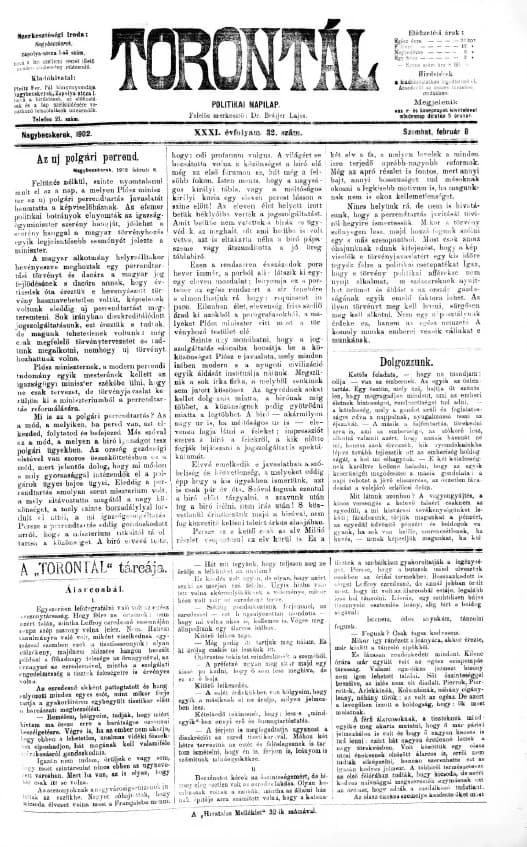 Torontál, 31. évf. 1902. február 8. 32. sz.