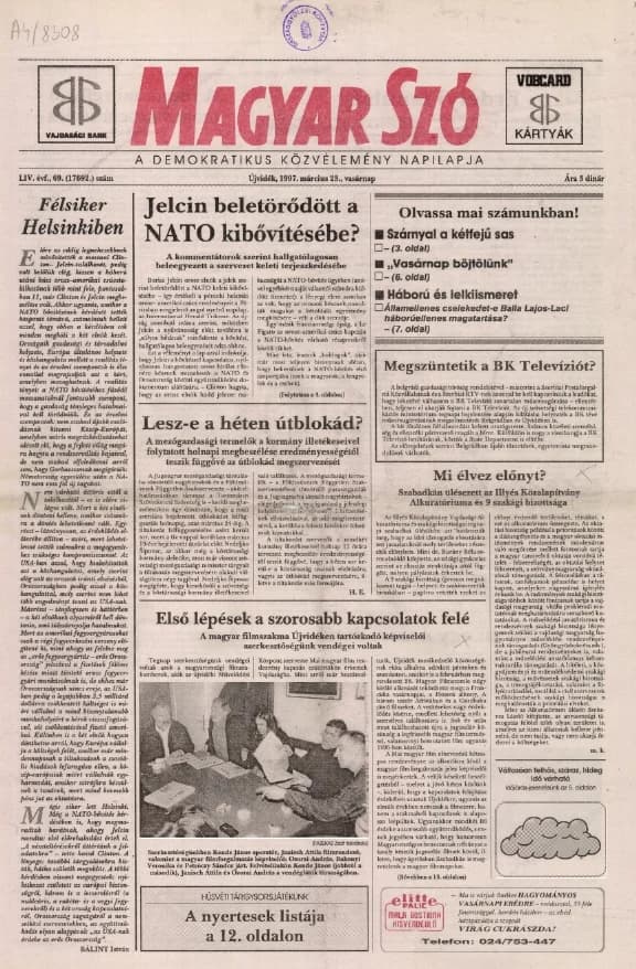 Magyar Szó, 54. évf. 1997. március 23. 69. sz. 1–24. oldal