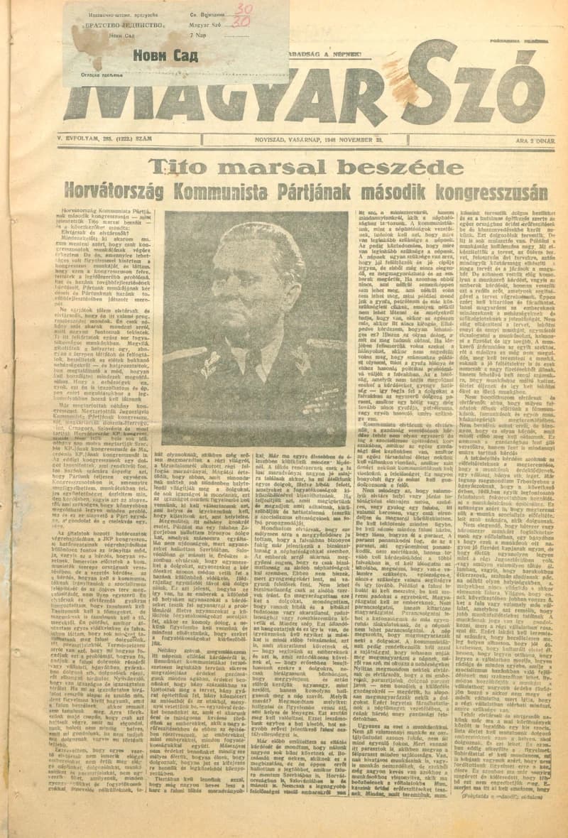 Magyar Szó, 5. évf. 1948. november 28. 285. sz.