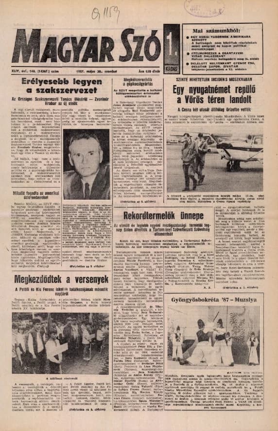 Magyar Szó, 44. évf. 1987. május 30. 146. sz. 1–24. oldal