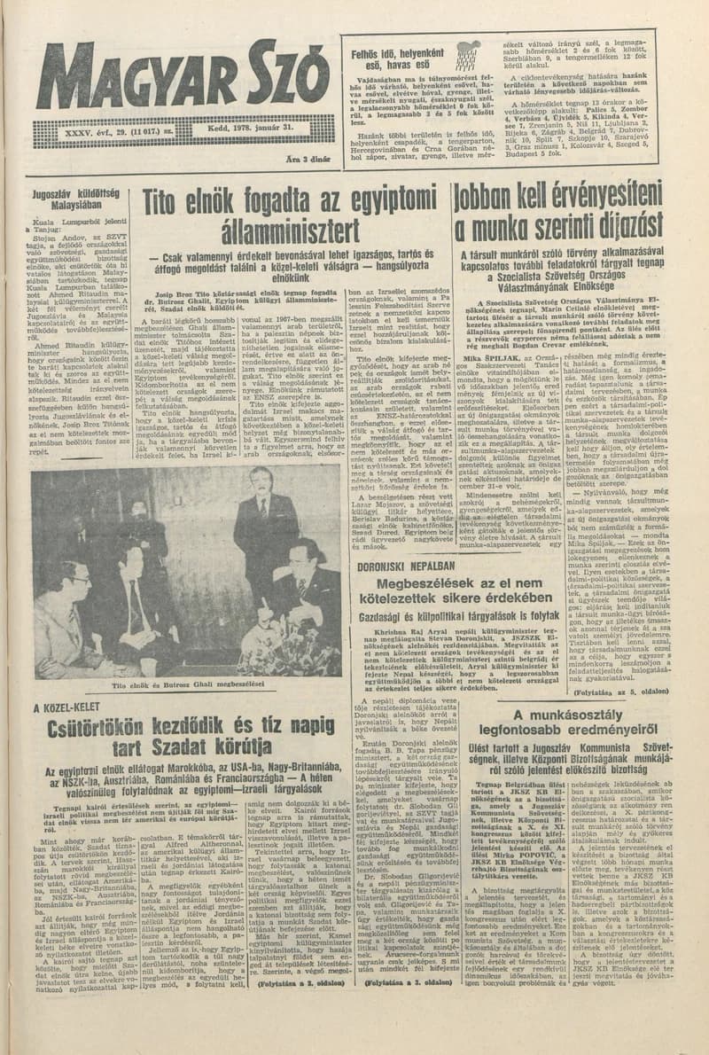 Magyar Szó, 35. évf. 1978. január 31. 29. sz. 1–20. oldal