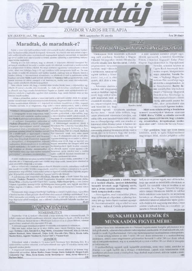 Dunatáj, 15. évf. 2013. szeptember 25. 750. sz.
