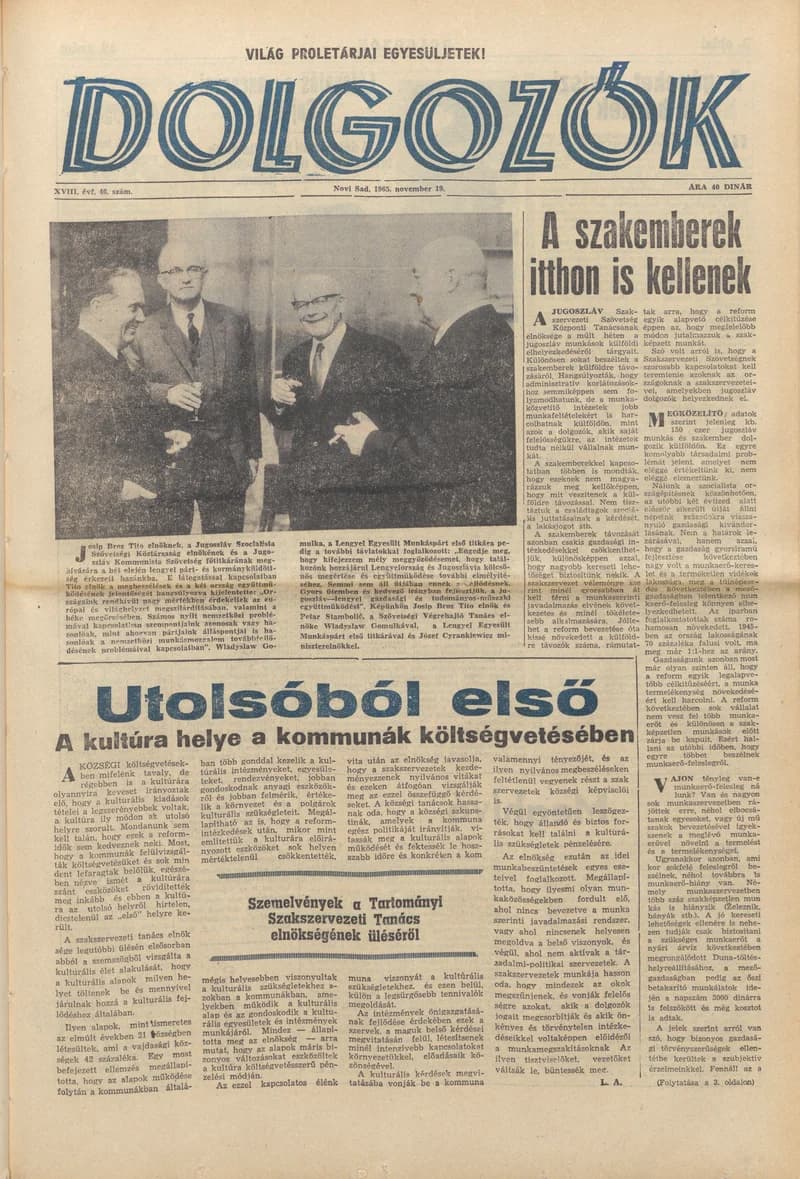 Dolgozók, 19. évf. 1965. november 19. 46. sz.