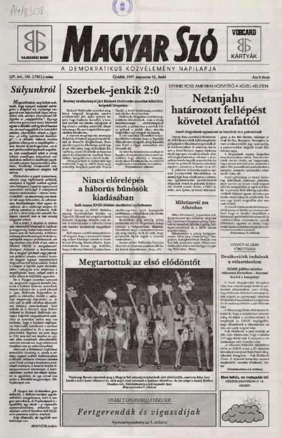 Magyar Szó, 54. évf. 1997. augusztus 12. 188. sz. 1–16. oldal