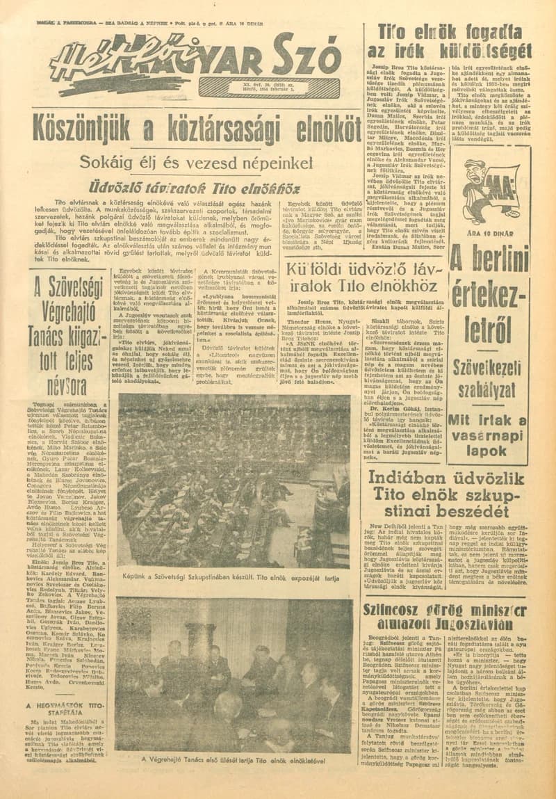 Magyar Szó, 11. évf. 1954. február 1. 30. sz. 1–8. oldal