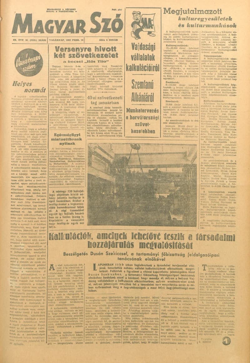 Magyar Szó, 9. évf. 1952. február 10. 35. sz. 1–8. oldal