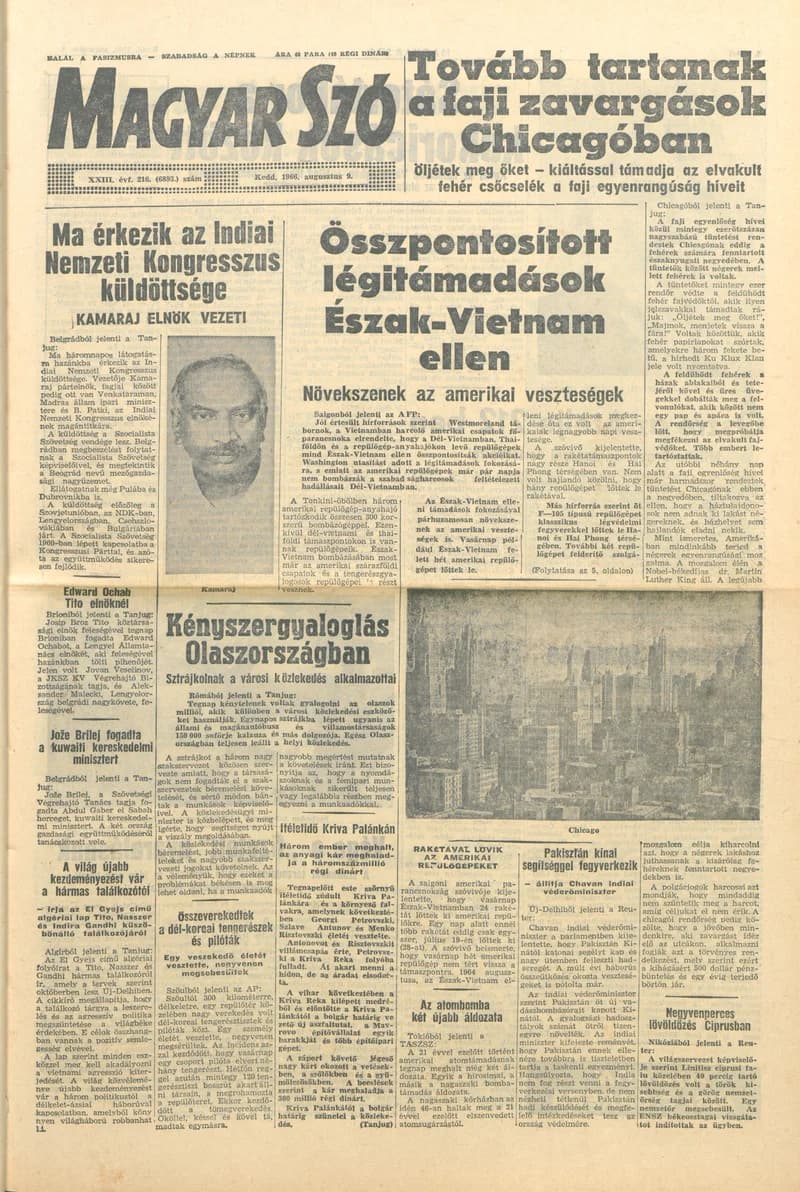 Magyar Szó, 23. évf. 1966. augusztus 9. 216. sz.