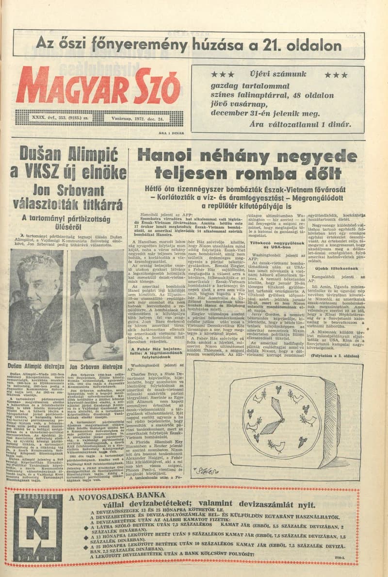 Magyar Szó, 29. évf. 1972. december 24. 353. sz. 1–32. oldal