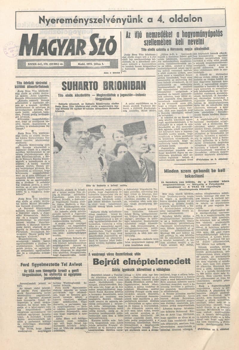 Magyar Szó, 32. évf. 1975. július 1. 178. sz.
