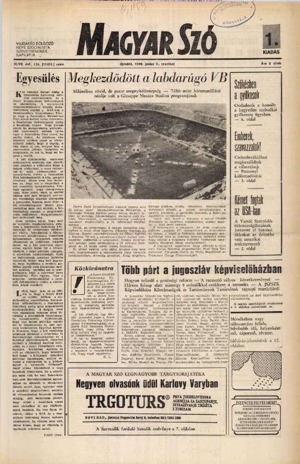 Magyar Szó, 47. évf. 1990. június 9. 156. sz. 1–24. oldal