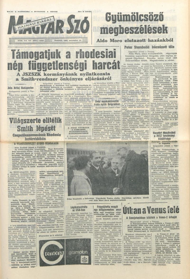 Magyar Szó, 22. évf. 1965. november 13. 313. sz.