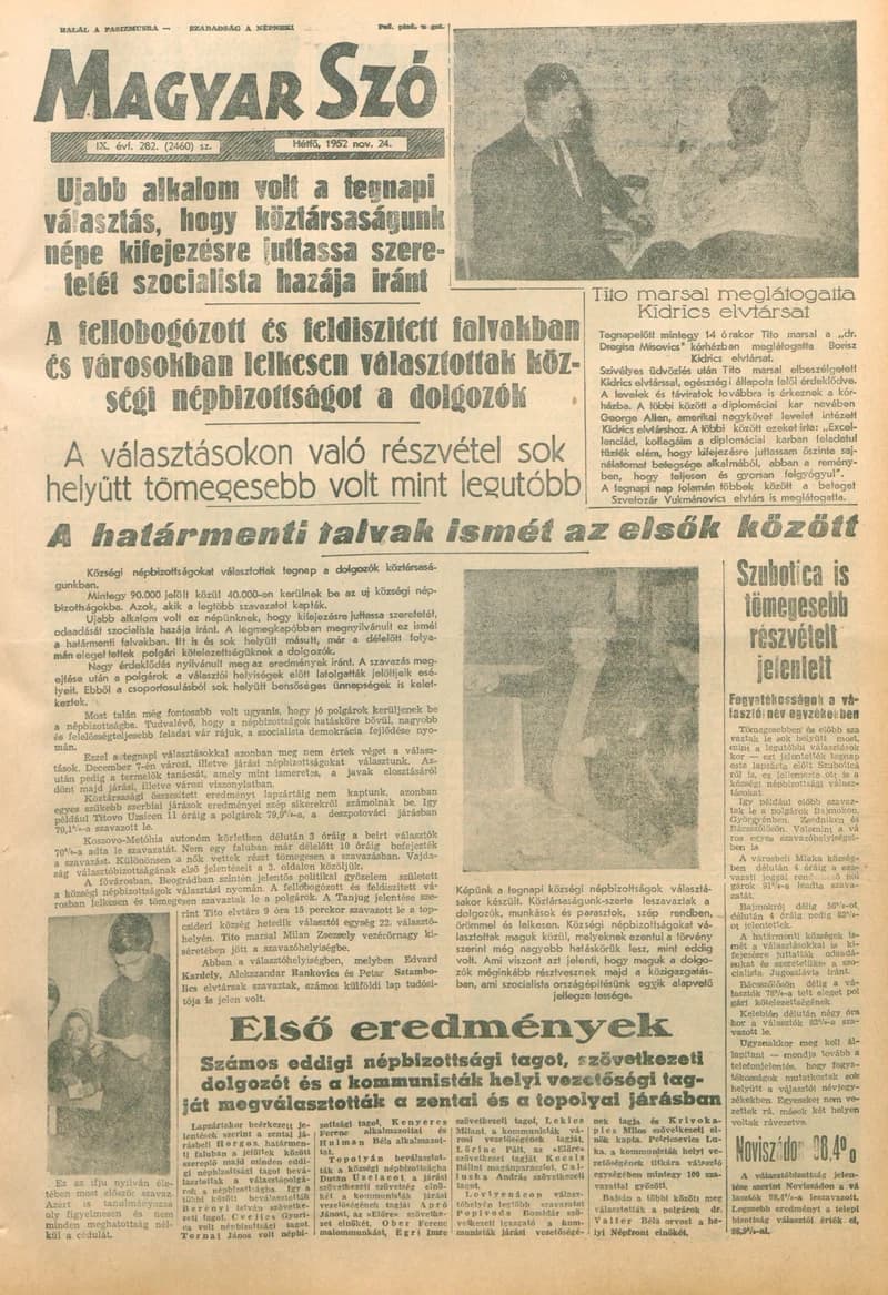 Magyar Szó, 9. évf. 1952. november 24. 282. sz. 1–6. oldal