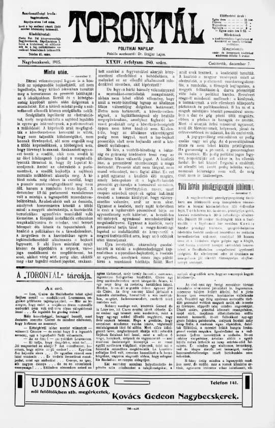 Torontál, 34. évf. 1905. december 7. 280. sz.