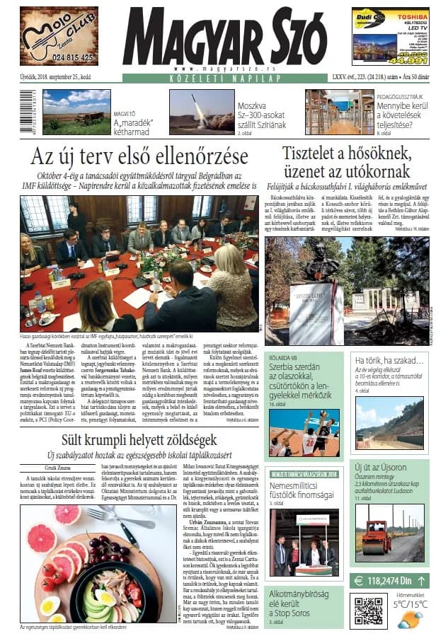 Magyar Szó, 75. évf. 2018. szeptember 25. 223. sz. 1–20. oldal