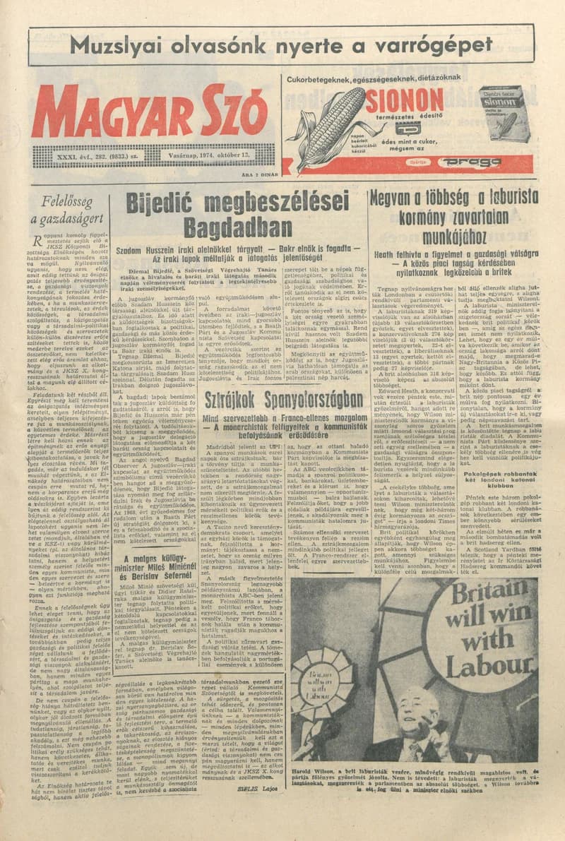 Magyar Szó, 31. évf. 1974. október 13. 282. sz. 1–28. oldal