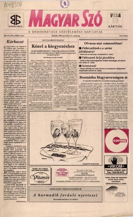 Magyar Szó, 52. évf. 1995. november 19. 271. sz. 1–24. oldal