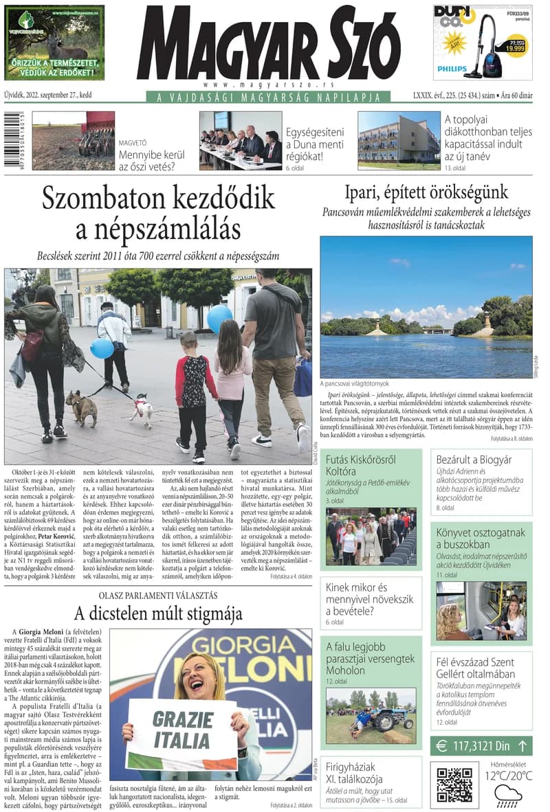 Magyar Szó, 79. évf. 2022. szeptember 27. 225. sz. 1–20. oldal