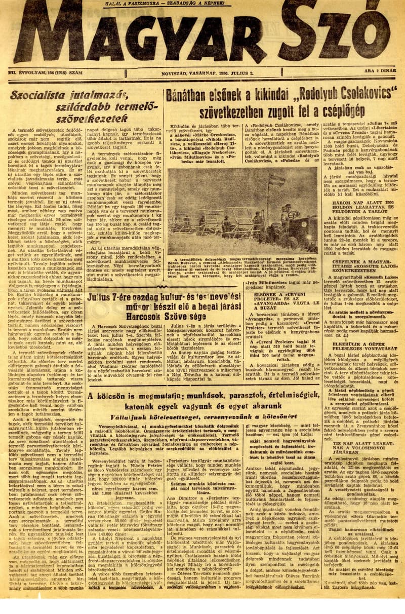 Magyar Szó, 7. évf. 1950. július 2. 156. sz. 1–4. oldal