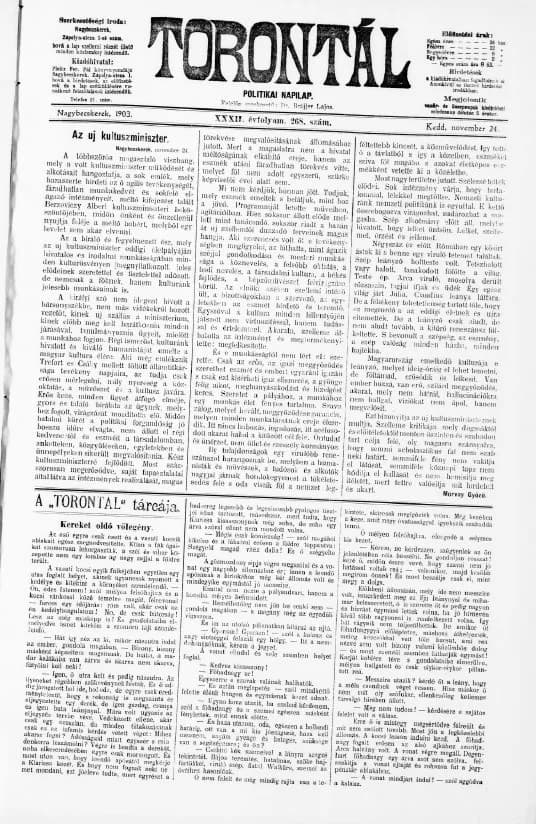 Torontál, 32. évf. 1903. november 24. 268. sz.