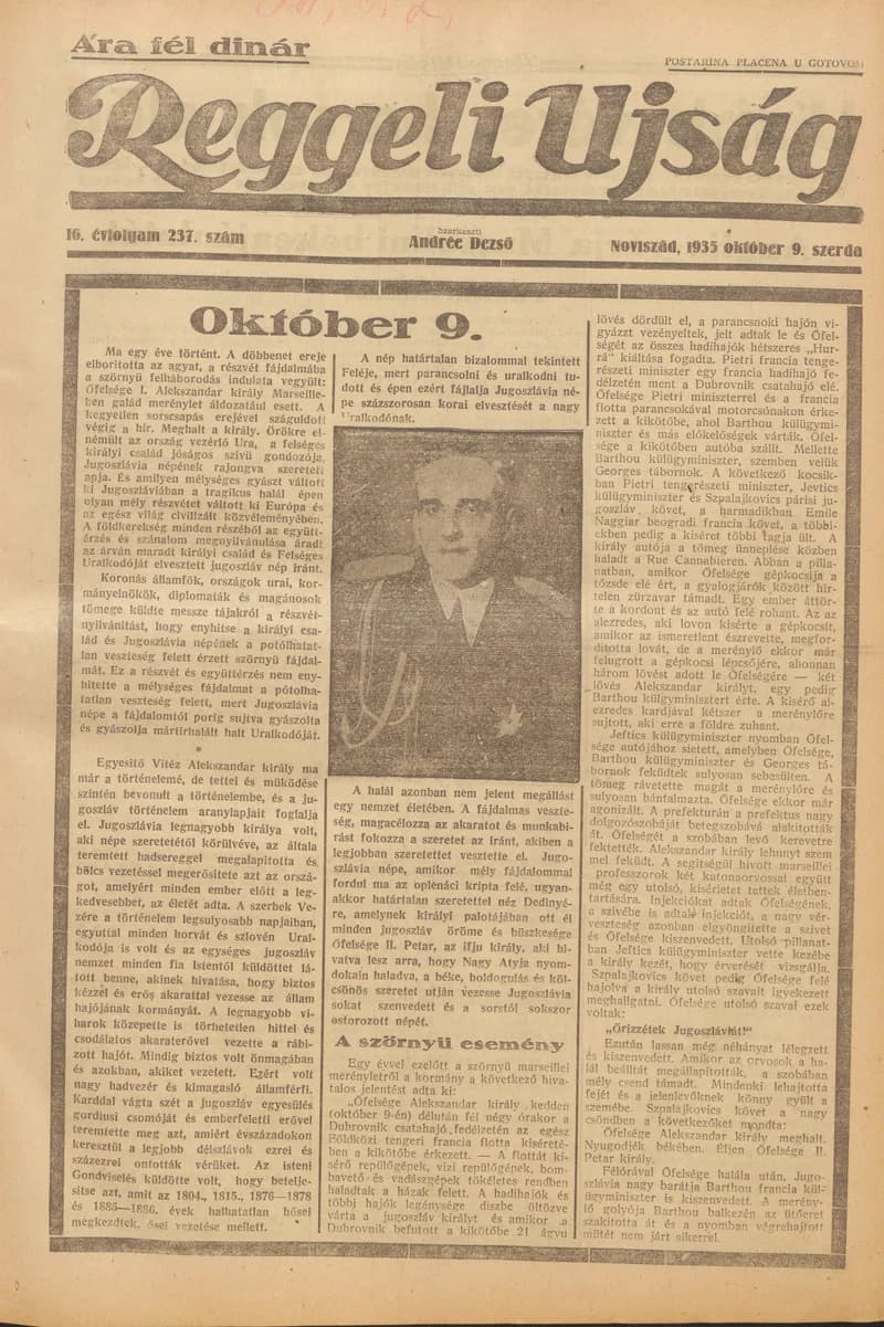 Reggeli Újság, 16. évf. 1935. október 9. 237. sz.
