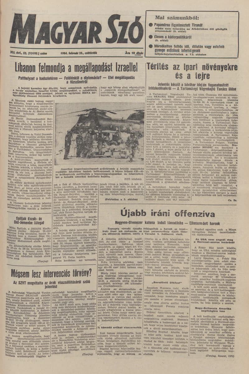 Magyar Szó, 41. évf. 1984. február 23. 52. sz. 1–20. oldal