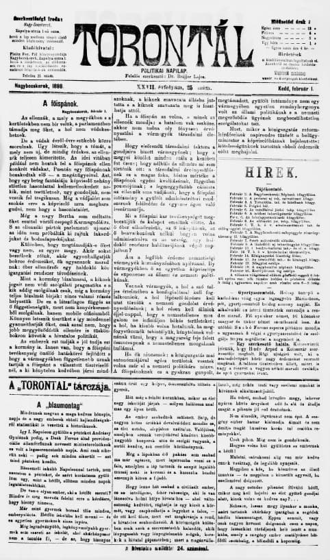 Torontál, 27. évf. 1898. február 1. 25. sz.