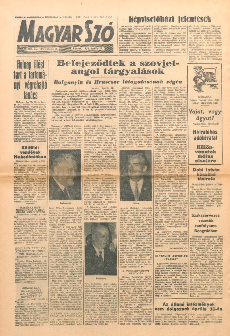 Magyar Szó, 13. évf. 1956. április 27. 115. sz. 1–8. oldal