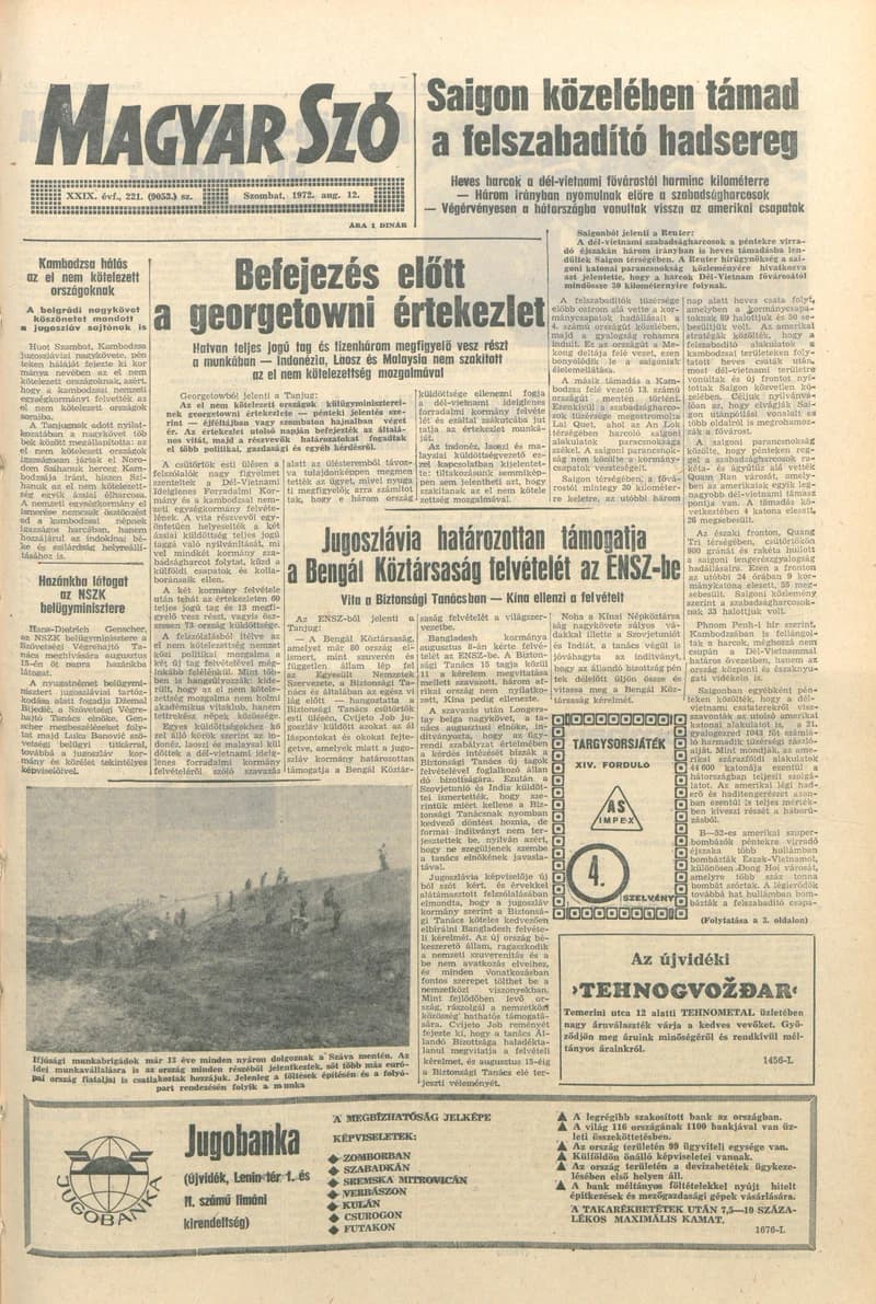 Magyar Szó, 29. évf. 1972. augusztus 12. 221. sz. 1–16. oldal