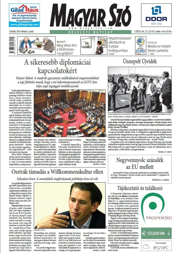 Magyar Szó, 73. évf. 2016. február 2. 25. sz. 1–20. oldal