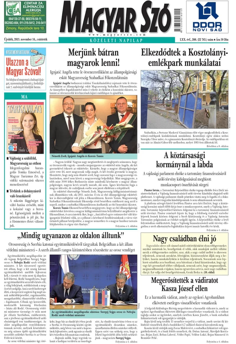Magyar Szó, 70. évf. 2013. november 14. 266. sz. 1–20. oldal