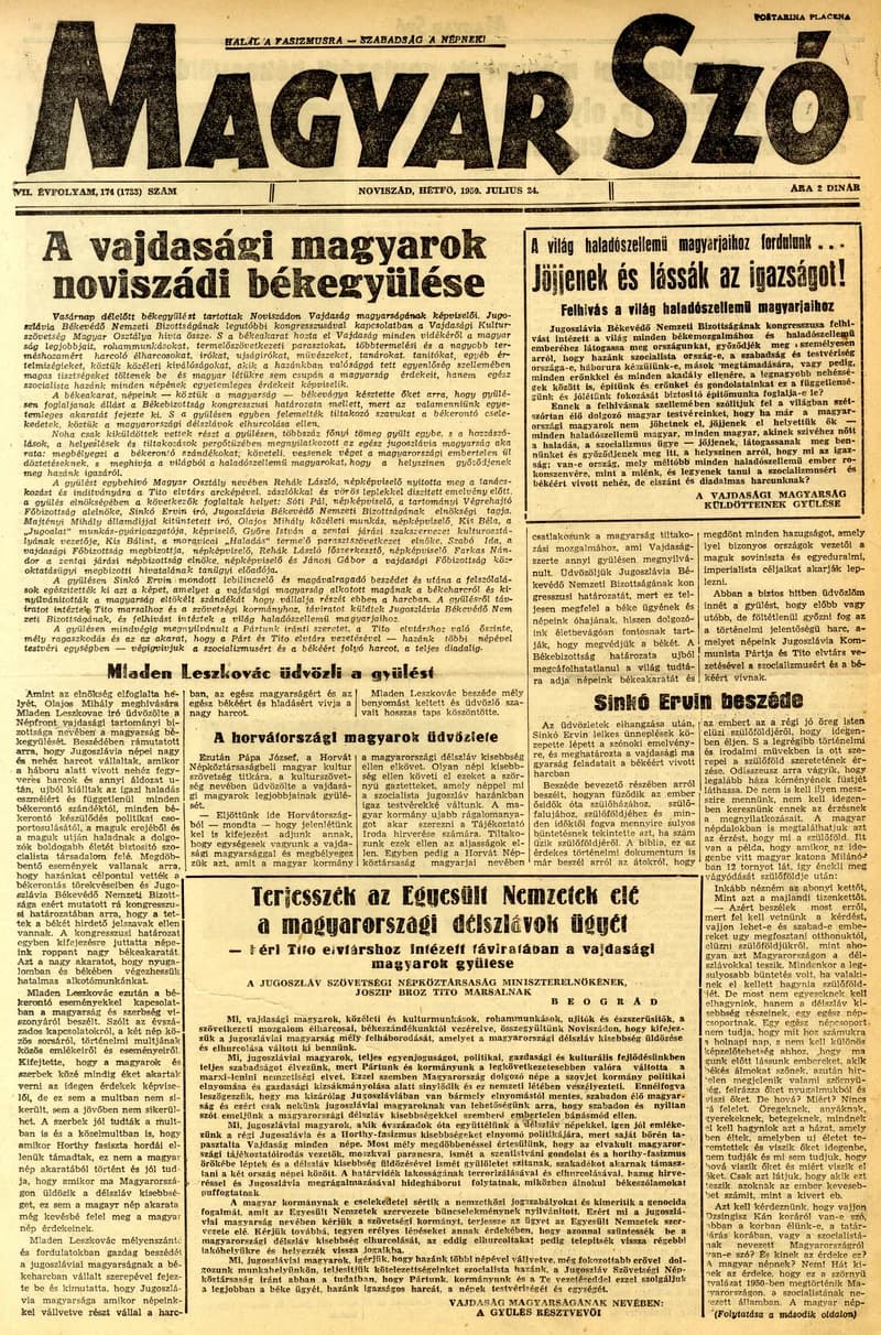 Magyar Szó, 7. évf. 1950. július 24. 174. sz. 1–4. oldal