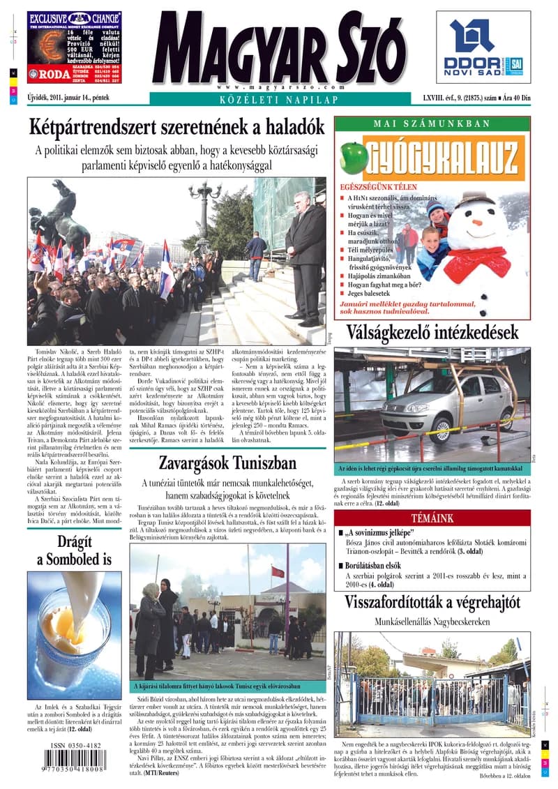 Magyar Szó, 68. évf. 2011. január 14. 9. sz. 1–20. oldal